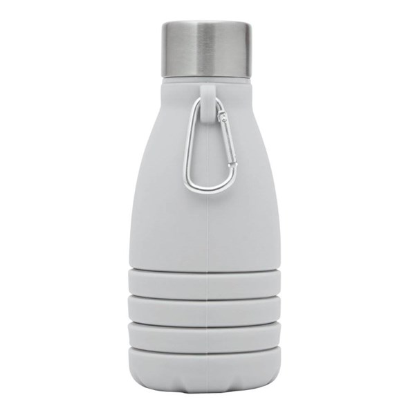 Obrázky: Šedá skladacia silik.fľaša s karabínou, 550ml, Obrázok 4