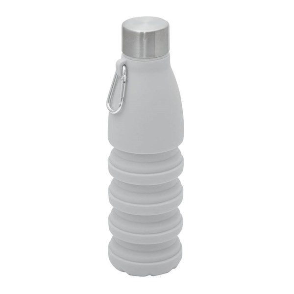 Obrázky: Šedá skladacia silik.fľaša s karabínou, 550ml, Obrázok 5