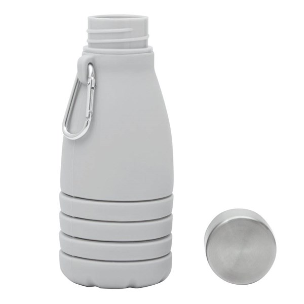 Obrázky: Šedá skladacia silik.fľaša s karabínou, 550ml, Obrázok 6