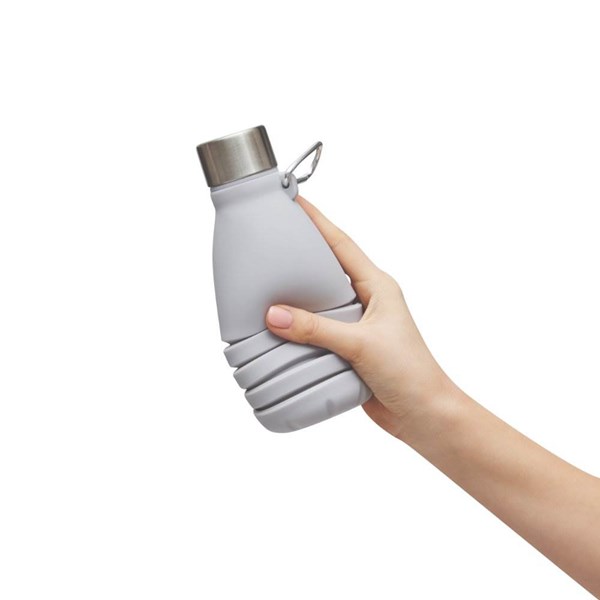 Obrázky: Šedá skladacia silik.fľaša s karabínou, 550ml, Obrázok 9