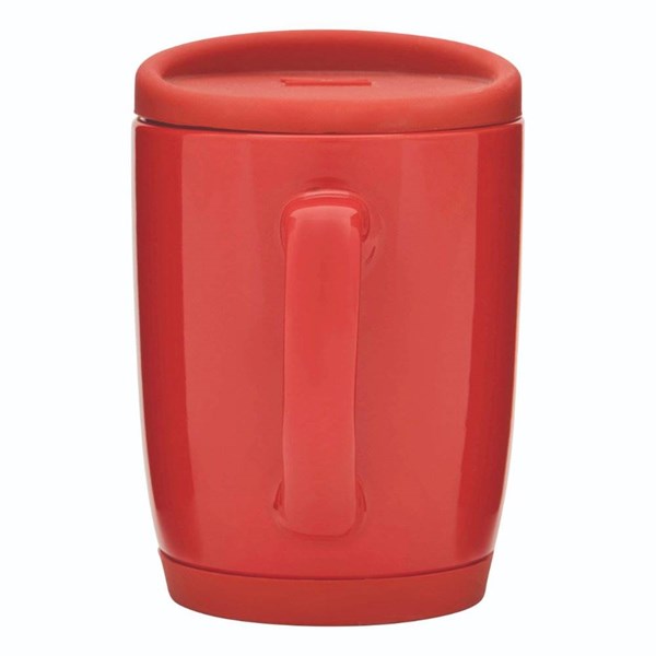 Obrázky: Červený keramický hrnček 350ml s viečom, Obrázok 4