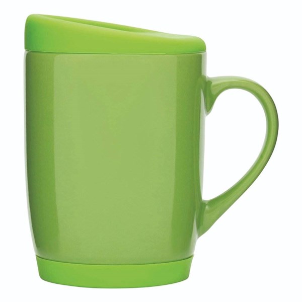 Obrázky: Zelený keramický hrnček 350ml s viečom, Obrázok 3