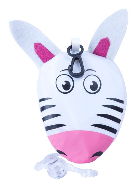 Obrázky: Biely skladací ruksačik s karabínou, zebra, Obrázok 2