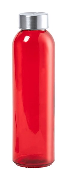 Obrázky: Červená sklenená fľaša 500ml s nerez. uzáverom