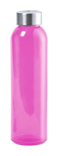 Obrázky: Ružová sklenená fľaša 500ml s nerez. uzáverom