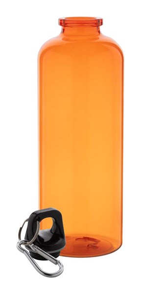 Obrázky: Oranžová RPET Fľaša s hliníkovou karabínou, 600ml, Obrázok 2