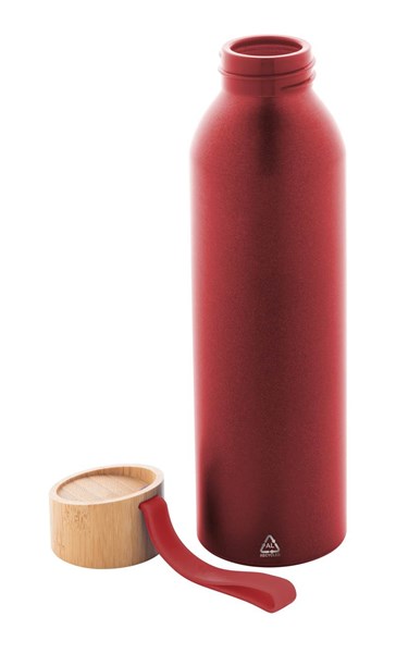 Obrázky: Červená fľaša 600ml, recyk. hliník a silik.pútko, Obrázok 2