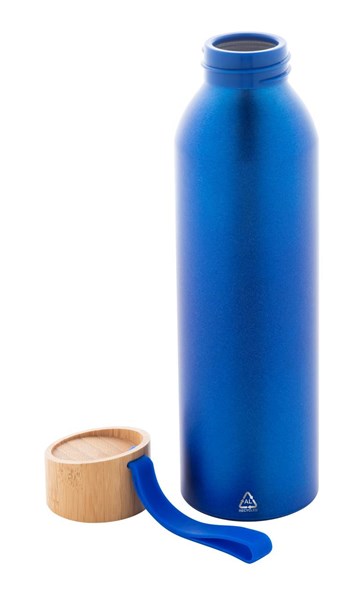 Obrázky: Modrá fľaša 600ml, recyk. hliník a silik.pútko, Obrázok 2