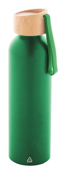 Obrázky: Zelená fľaša 600ml, recyk. hliník a silik.pútko