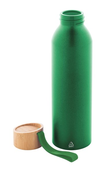 Obrázky: Zelená fľaša 600ml, recyk. hliník a silik.pútko, Obrázok 2