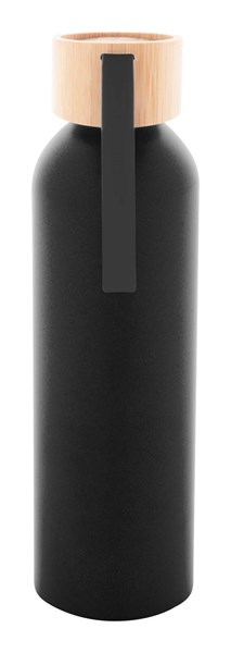 Obrázky: Čierna fľaša 600ml, recyk. hliník a silik.pútko, Obrázok 3