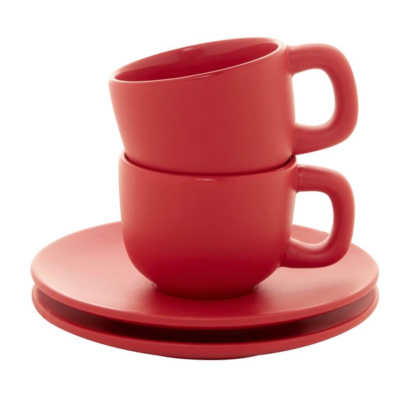 Obrázky: 2ks šálok 85ml s podšálkou na espresso, červené