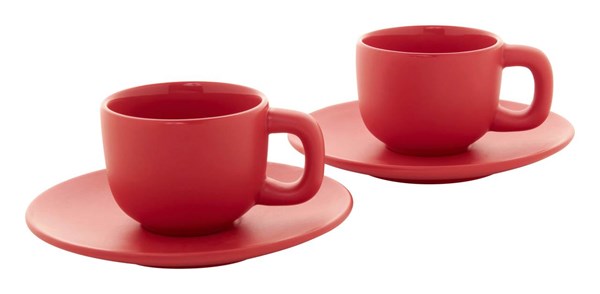 Obrázky: 2ks šálok 85ml s podšálkou na espresso, červené, Obrázok 2