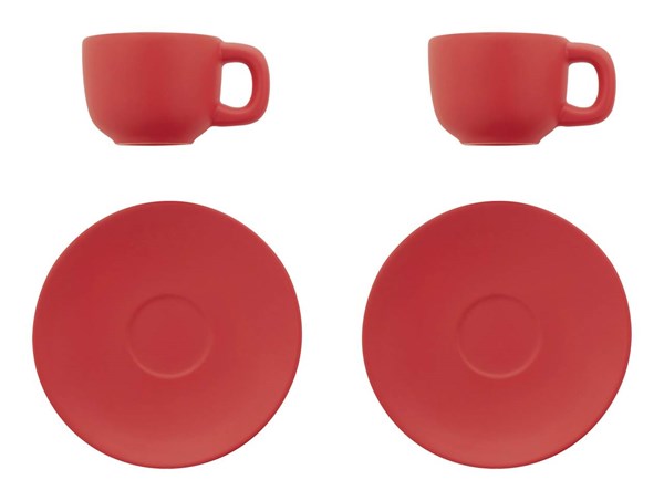 Obrázky: 2ks šálok 85ml s podšálkou na espresso, červené, Obrázok 3