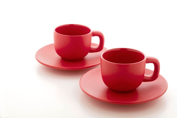 Obrázky: 2ks šálok 85ml s podšálkou na espresso, červené, Obrázok 6