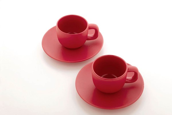 Obrázky: 2ks šálok 85ml s podšálkou na espresso, červené, Obrázok 7