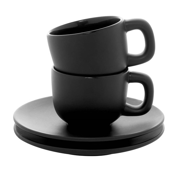 Obrázky: 2ks šálok 85ml s podšálkou na espresso, čierne