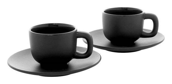 Obrázky: 2ks šálok 85ml s podšálkou na espresso, čierne, Obrázok 2