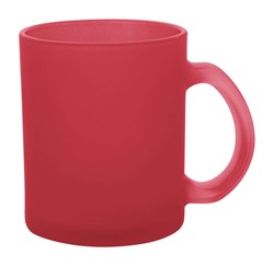 Obrázky: Sklenený červený frosty hrnček 300ml