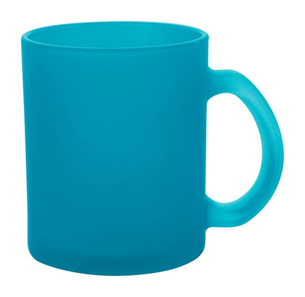 Obrázky: Sklenený modrý frosty hrnček 300ml