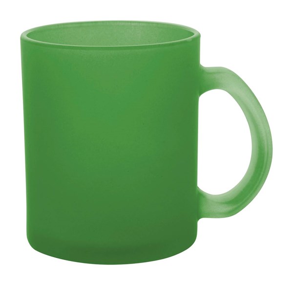 Obrázky: Sklenený zelený frosty hrnček 300ml