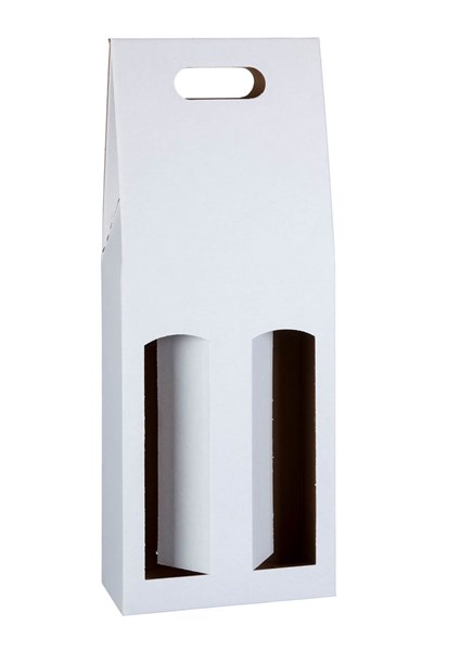 Obrázky: Papierová krabica na 2 fľ.vína alebo piva,biela, Obrázok 2