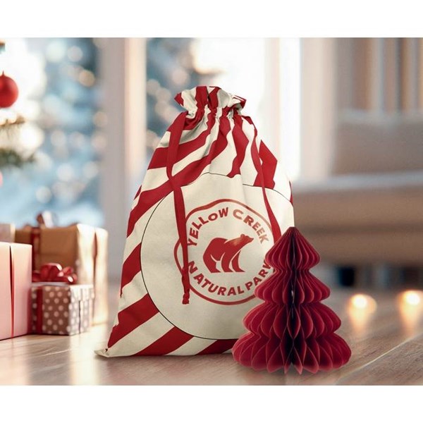 Obrázky: Veľká bavlnená červená vianočná taška-vrecko, Obrázok 5