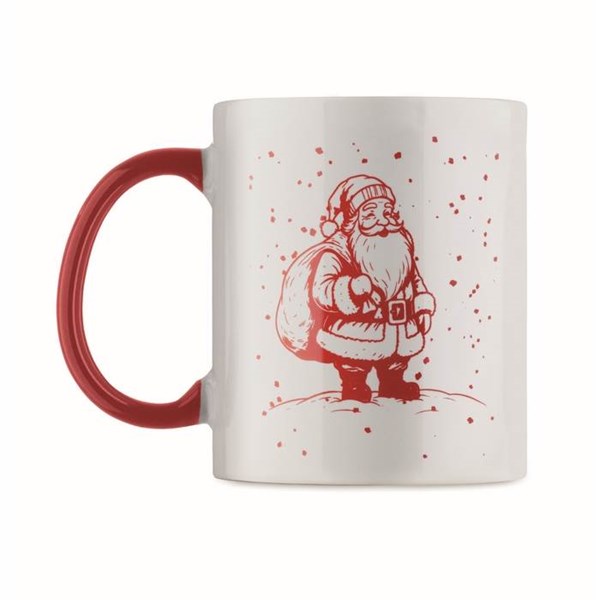 Obrázky: Vianočný ker. hrnček 300ml v krabičke, červ.Santa, Obrázok 4