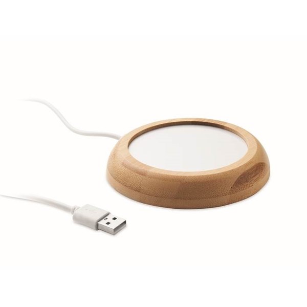 Obrázky: USB ohrievač na hrnčeky s bambus. okrajom