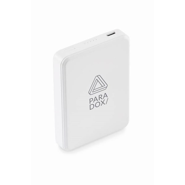 Obrázky: Powerbanka 5000 mAh z recykl. ABS, biela, Obrázok 4