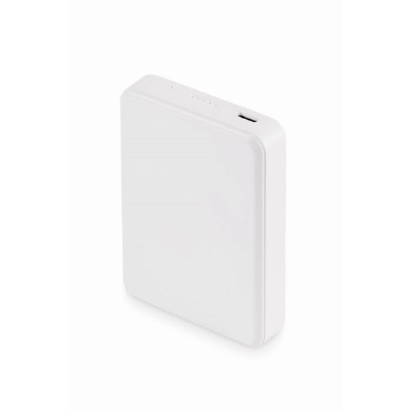 Obrázky: Powerbanka 5000 mAh z recykl. ABS, biela, Obrázok 5