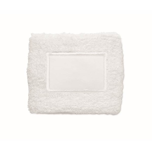 Obrázky: Potítko z polybavlny s nášivkou, biela, Obrázok 2