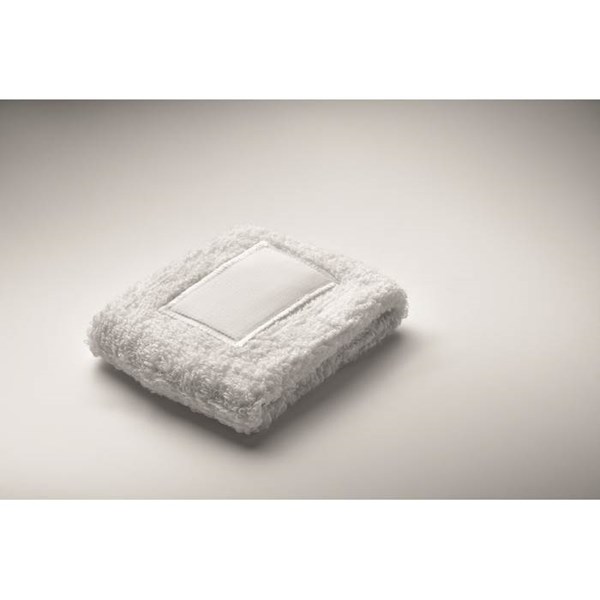 Obrázky: Potítko z polybavlny s nášivkou, biela, Obrázok 3