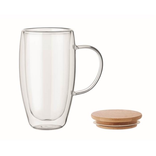 Obrázky: Dvojitý sklenený hrnček z boros.skla, 450ml,viečko, Obrázok 3
