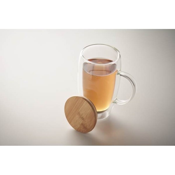 Obrázky: Dvojitý sklenený hrnček z boros.skla, 450ml,viečko, Obrázok 7