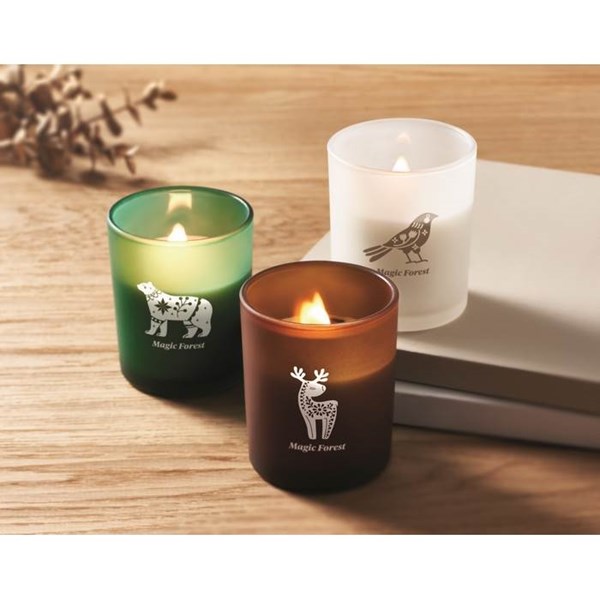 Obrázky: Sklenená sviečka z rastlinného vosku 80g, hnedá, Obrázok 5