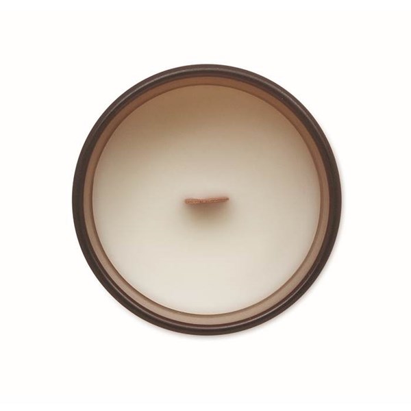 Obrázky: Sklenená sviečka z rastlinného vosku 80g, hnedá, Obrázok 6