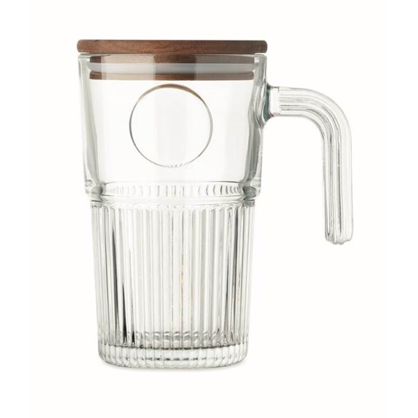 Obrázky: Veľký sklenený hrnček s akáciovým viečkomm 450 ml, Obrázok 4