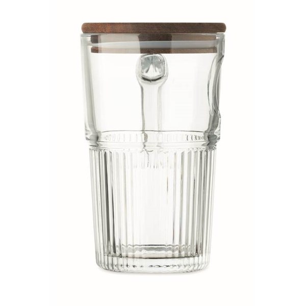 Obrázky: Veľký sklenený hrnček s akáciovým viečkomm 450 ml, Obrázok 5