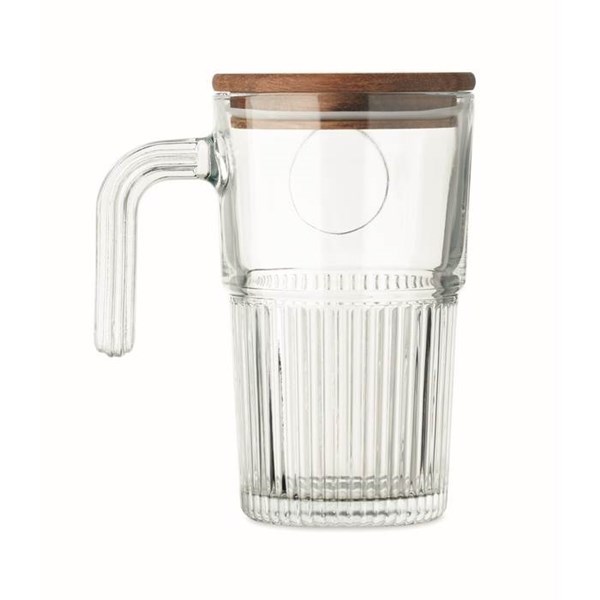Obrázky: Veľký sklenený hrnček s akáciovým viečkomm 450 ml, Obrázok 6