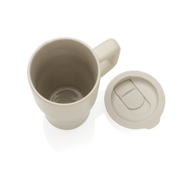 Obrázky: Keramický hrnček 490ml s rukoväťou, béžová, Obrázok 2