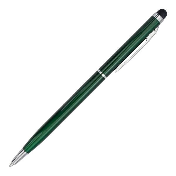 Obrázky: Štíhle hliník. gulič. pero so stylusom, tm.zelené, Obrázok 3