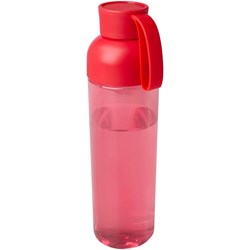 Obrázky: Červená 600ml RPET Fľaša na vodu. silik. pútko