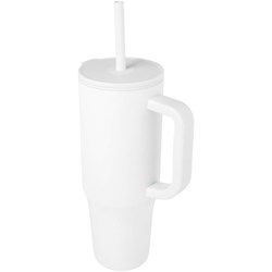 Obrázky: Termohrnček 900ml nerez/plast, sil.slamka, biela
