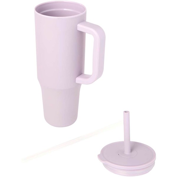 Obrázky: Termohrnček 900ml nerez/plast,slamka,orgovánová, Obrázok 3