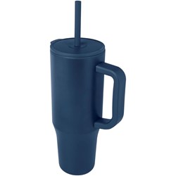 Obrázky: Termohrnček 900ml nerez/plast,sil.slamka, n. modrá