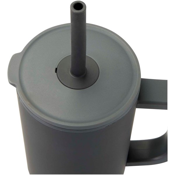 Obrázky: Termohrnček 900ml nerez/plast, sil.slamka, šedá, Obrázok 2