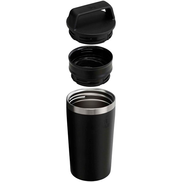 Obrázky: Cestovný nerez hrnček 350 ml, rukoväť, čierna, Obrázok 3