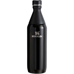 Obrázky: Fľaša na vodu 600 ml, dvojdielne veko, Čierny lesk