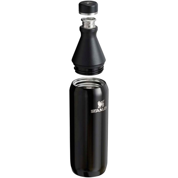Obrázky: Fľaša na vodu 600 ml, dvojdielne veko, Čierny lesk, Obrázok 2